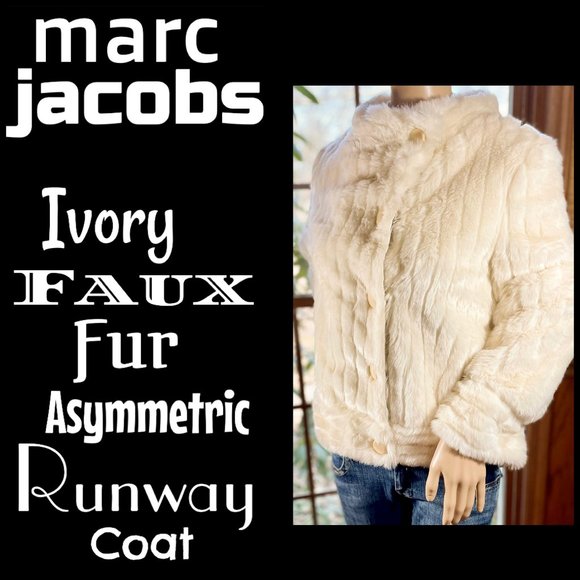 Marc Jacobs Jackets & Blazers - ⭐️HP(X2)⭐️MARC JACOBS▪️Ivory Faux Fur Asymmetric Mock Collar Coat
